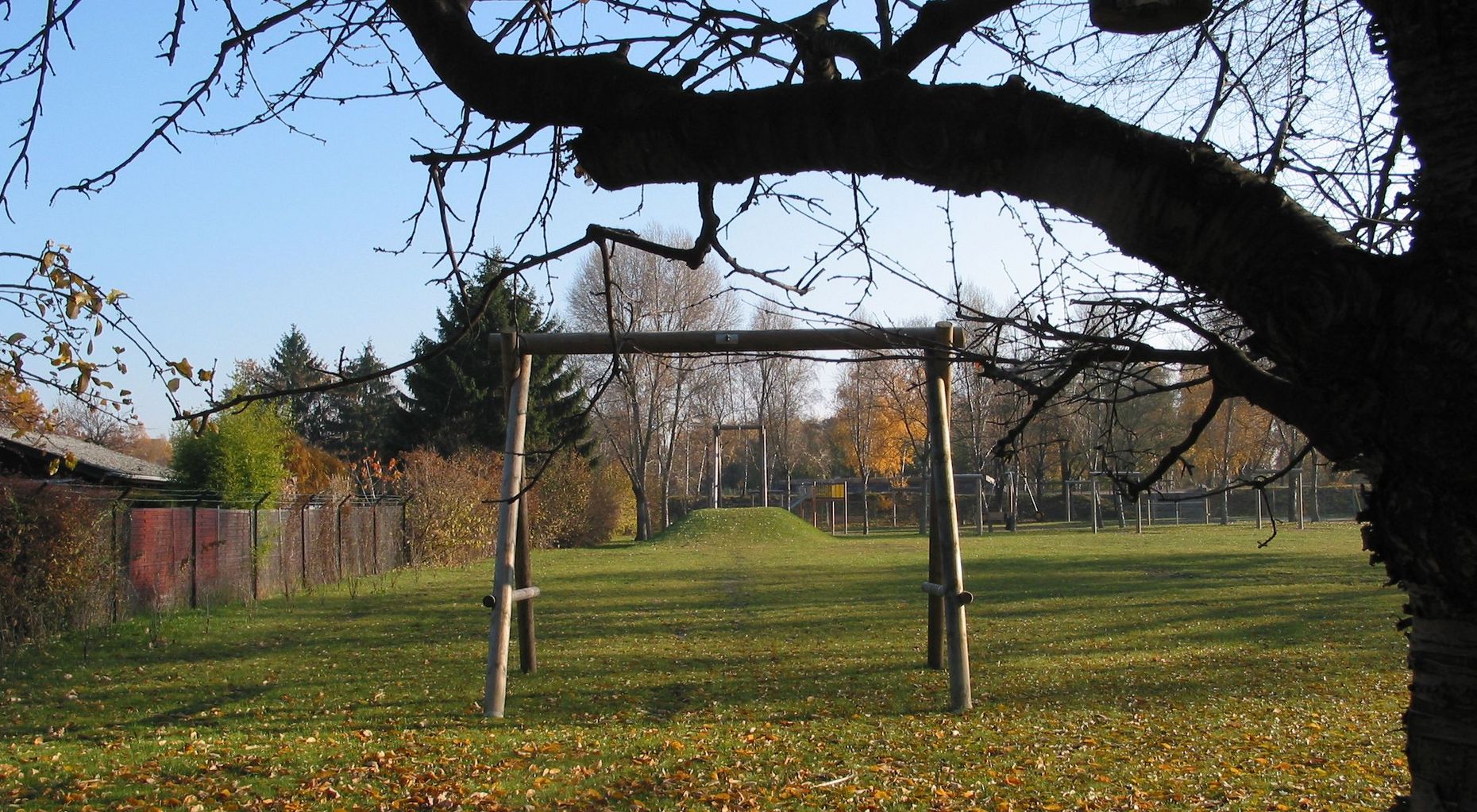 Das Bild zeigt eine Schaukel im Hans Baluschek Park