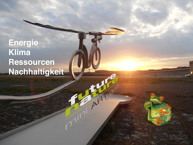 Anzeige zum Natur Art Minigolf auf dem Tempelhofer Feld.